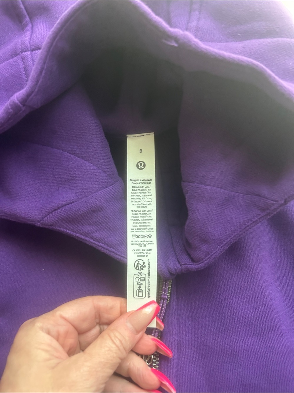 lululemon athletica Women's full-zip scuba in college purple size 8 - Picture 3 of 4